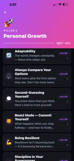 Capture d'écran de The Reset Playbook sur iPhone 2
