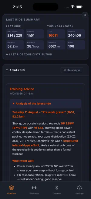 RideFlow: Workouts & AI Coach screenshot 3