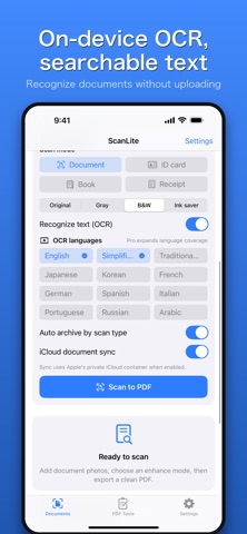 ScanLite: Scanner and OCR iPhone screenshot