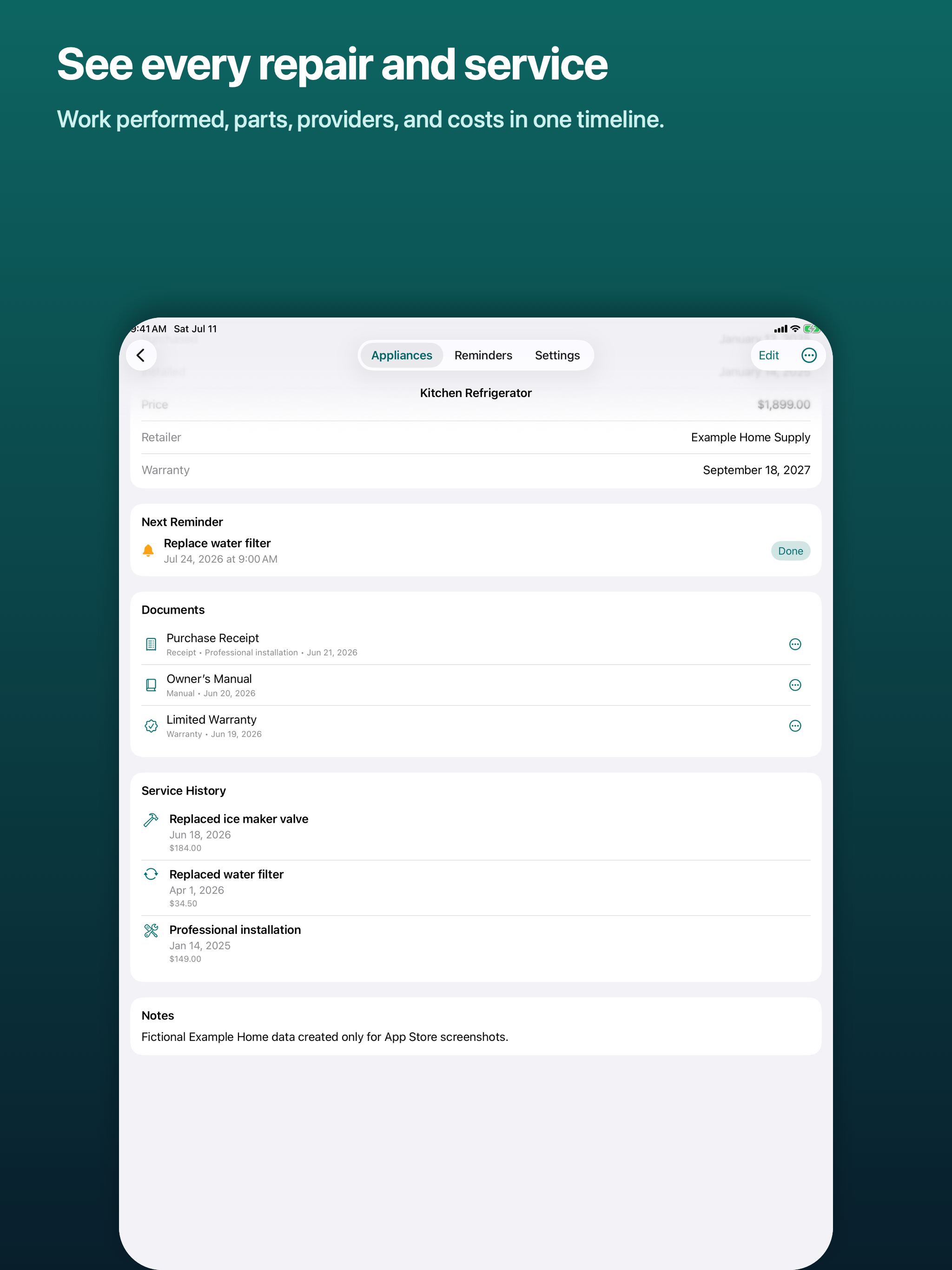 Appliance Log: Home Records screenshot 11