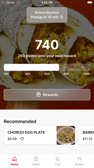 Bronco Burritos iPhone screenshot 1 - Food & Drink app