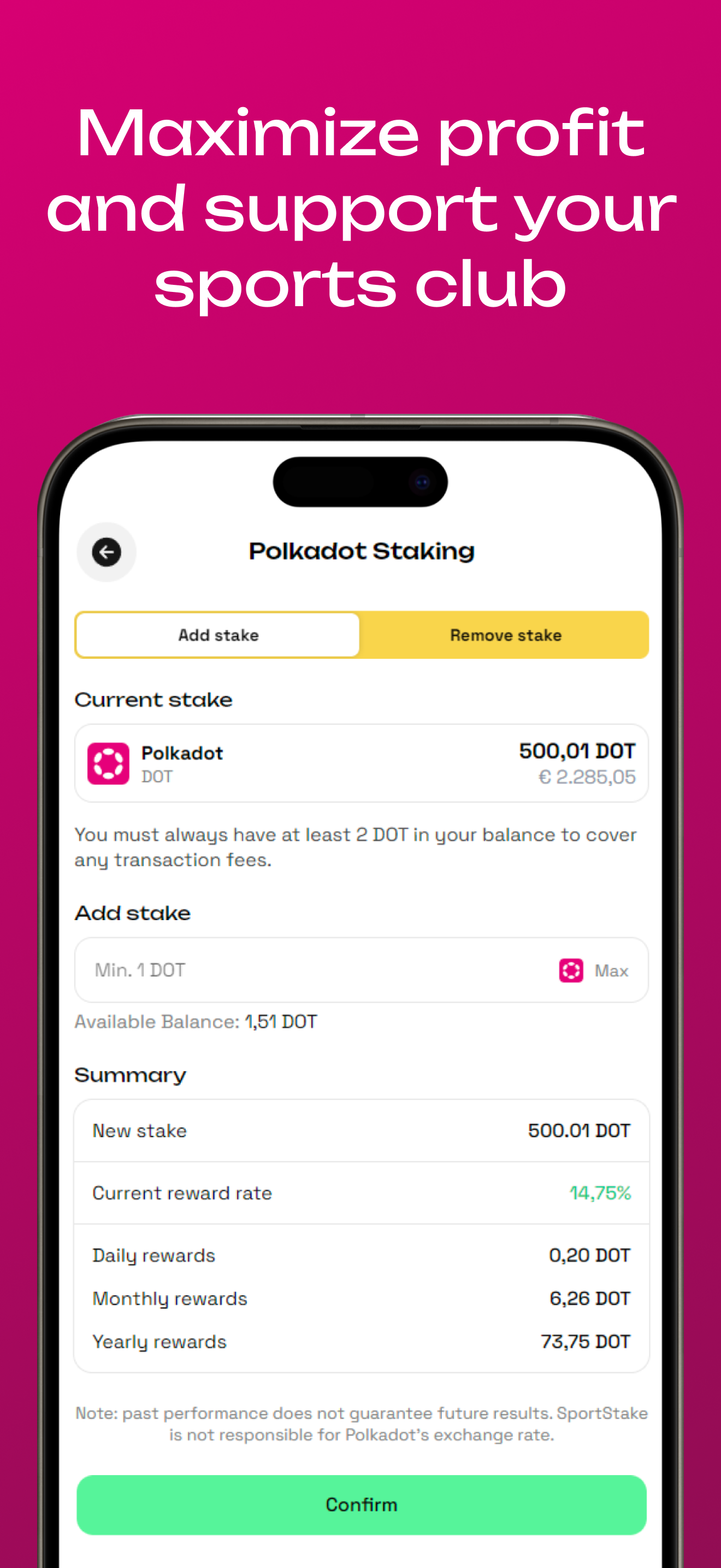 SportStake - Polkadot Wallet screenshot 3