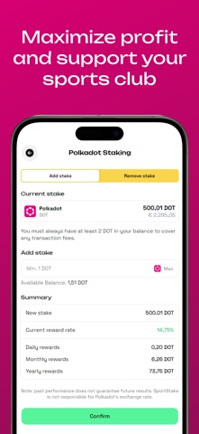 SportStake - Polkadot Wallet iPhone screenshot