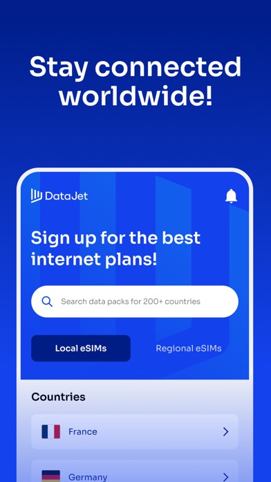 DataJet eSIM Travel & Internet Screenshot