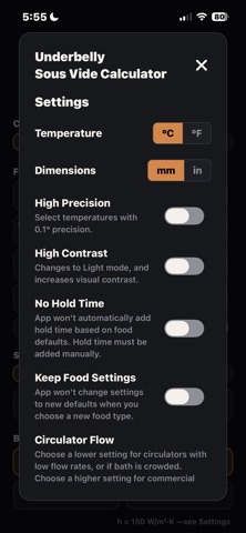 Underbelly Sous Vide Calc screenshot