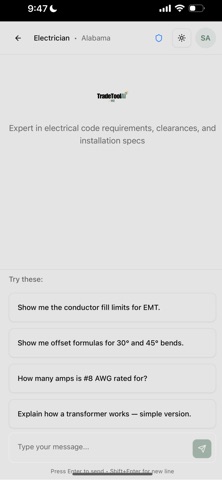 TradeTool AI iPhone screenshot