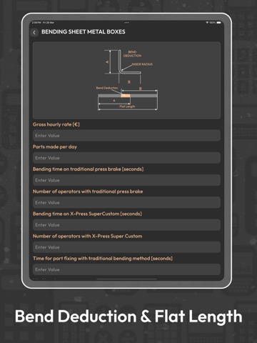 Bend Deduction & Flat Length iPad screenshot