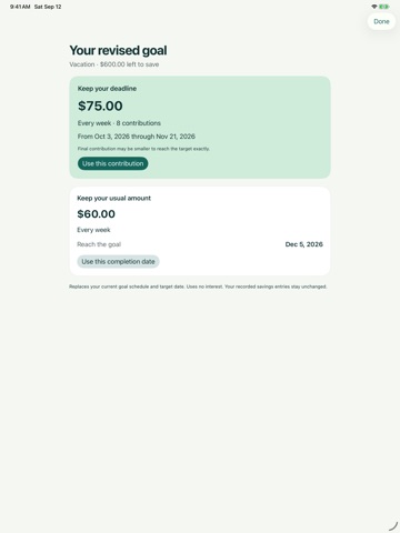 Savings Tracker: Vesper iPad screenshot