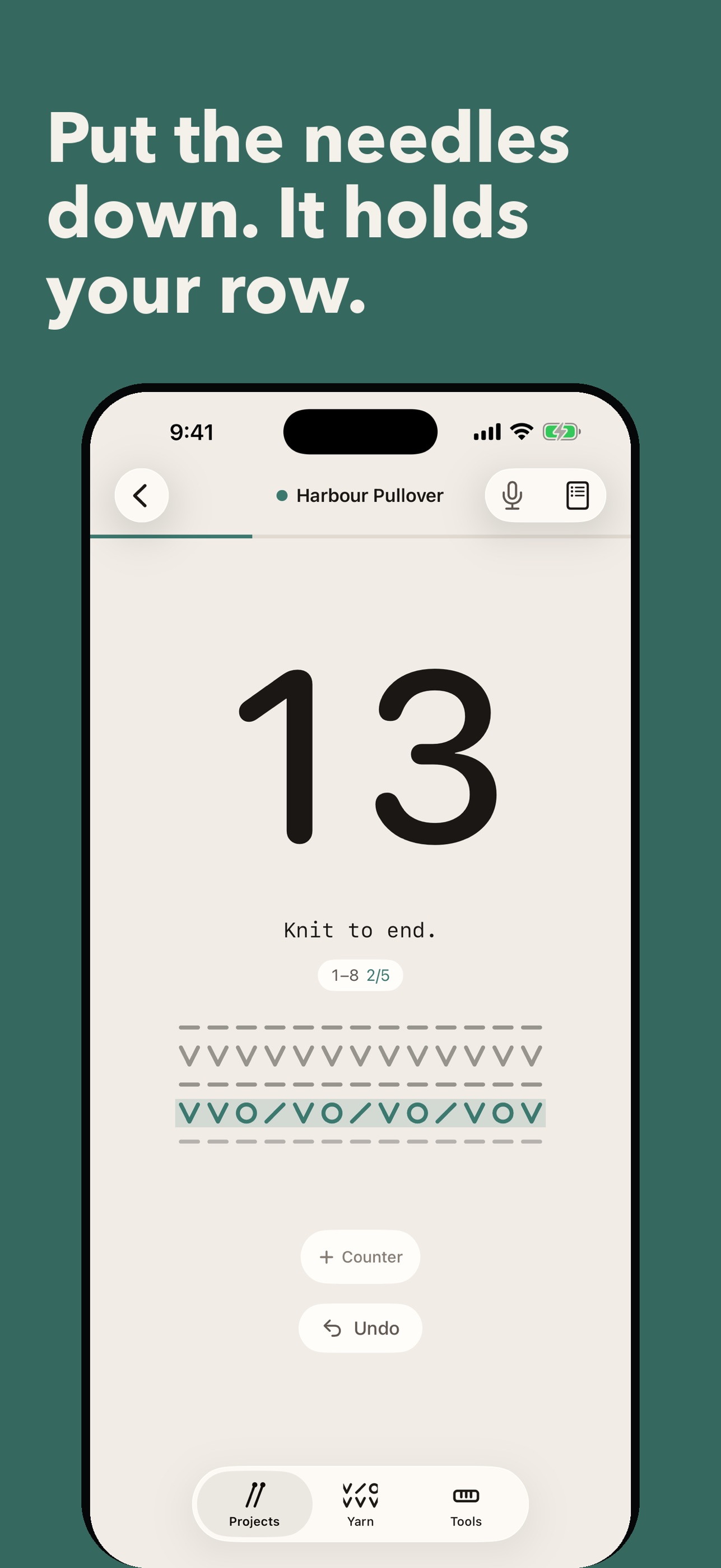 Screenshot 1 of Knitting Row Counter: Purlmark