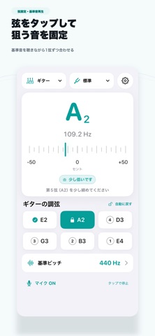 スマホdeチューナー ギター・ベース・ウクレレ調弦 iPhone screenshot
