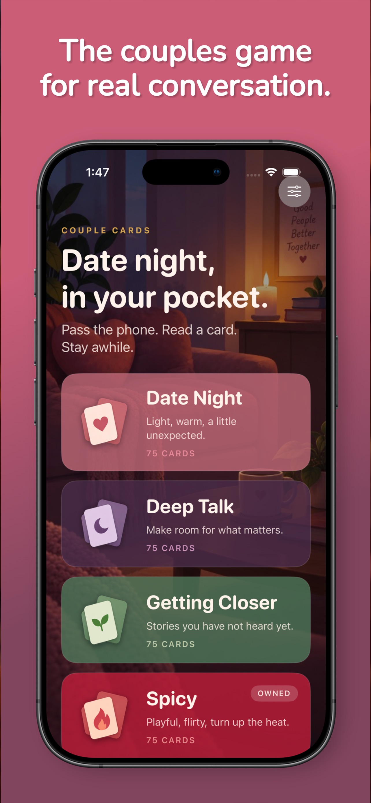 Screenshot 1 of Couple Cards: Questions Game