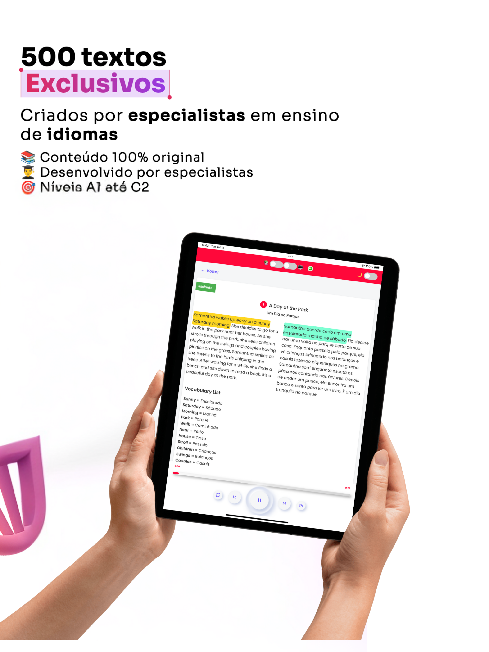 Texto e Áudio em Inglês