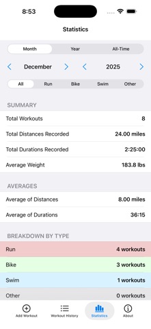 Simple Triathlon Log screenshot