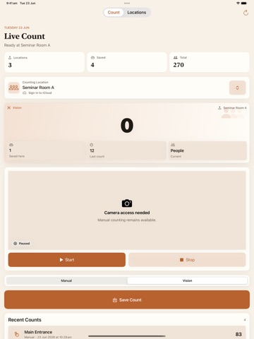 VenueTally iPad screenshot