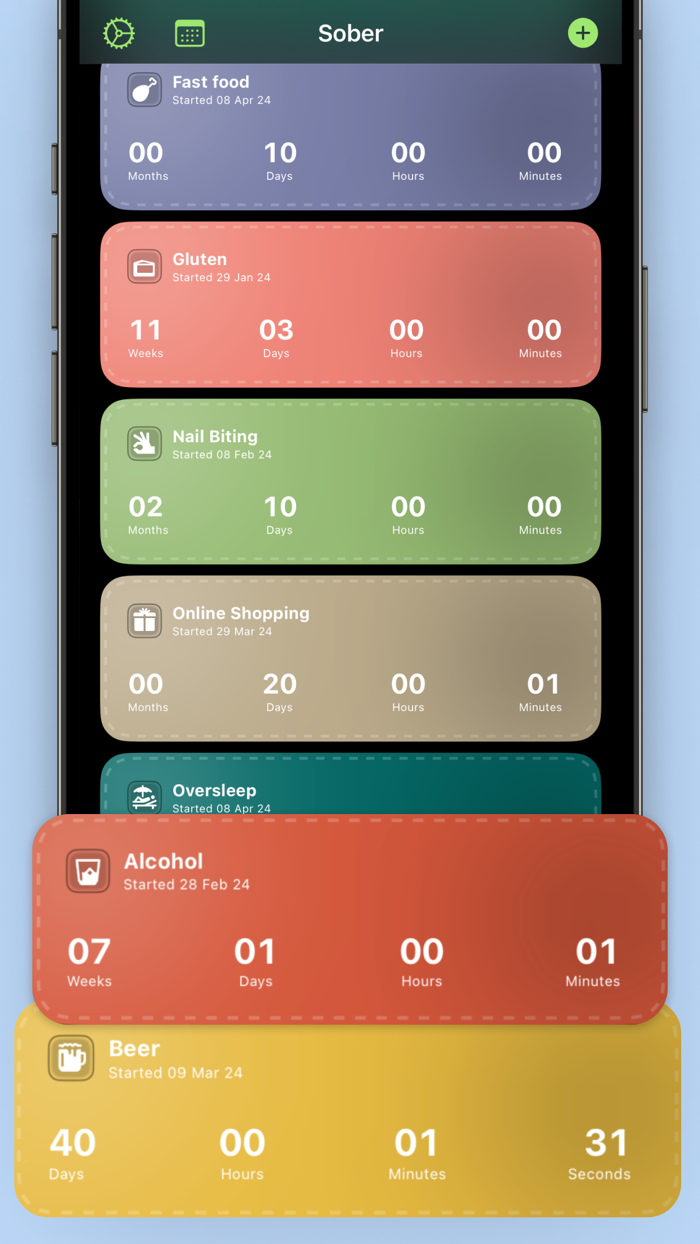 Bad Habit Tracker Sober Clock