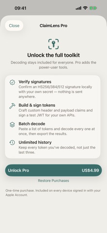 JwtDecoder iPhone screenshot
