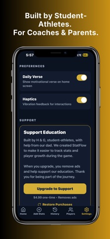 StatFlow -Youth Sports Tracker iPhone screenshot
