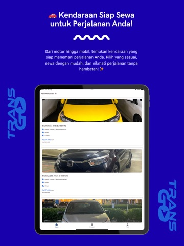 Transgo - Rental Mobil & Motor iPad screenshot 2