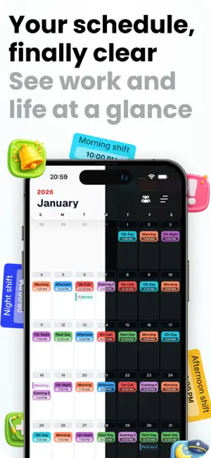ShiftCal Shift Work Calendar screenshot 1