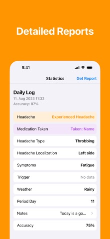 Headache sensitivity tracker Screenshot 4 of 5