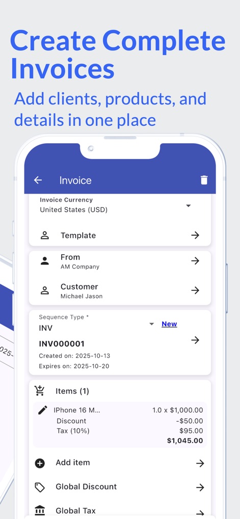 My Invoices: Create invoices - Business App | MWM