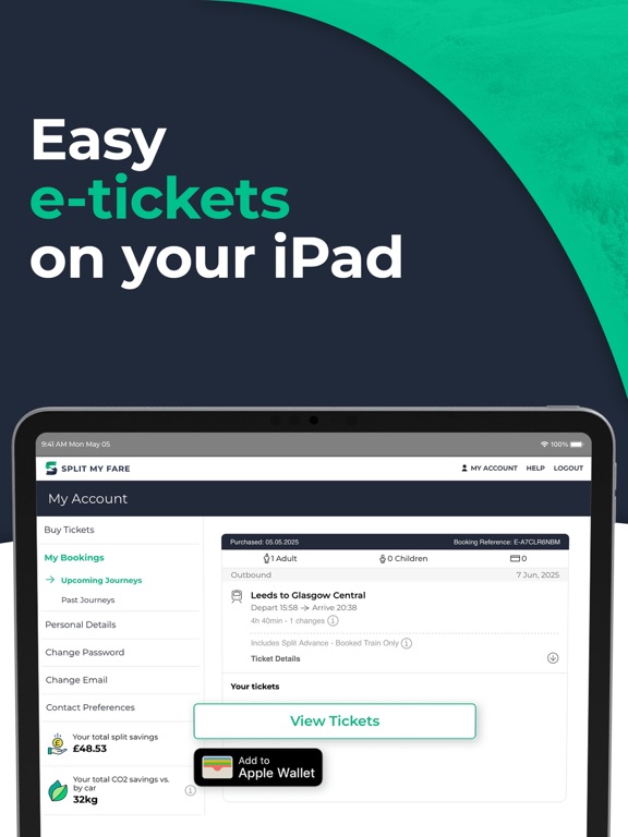 Split My Fare - Train Tickets iPad screenshot 4 - Travel app