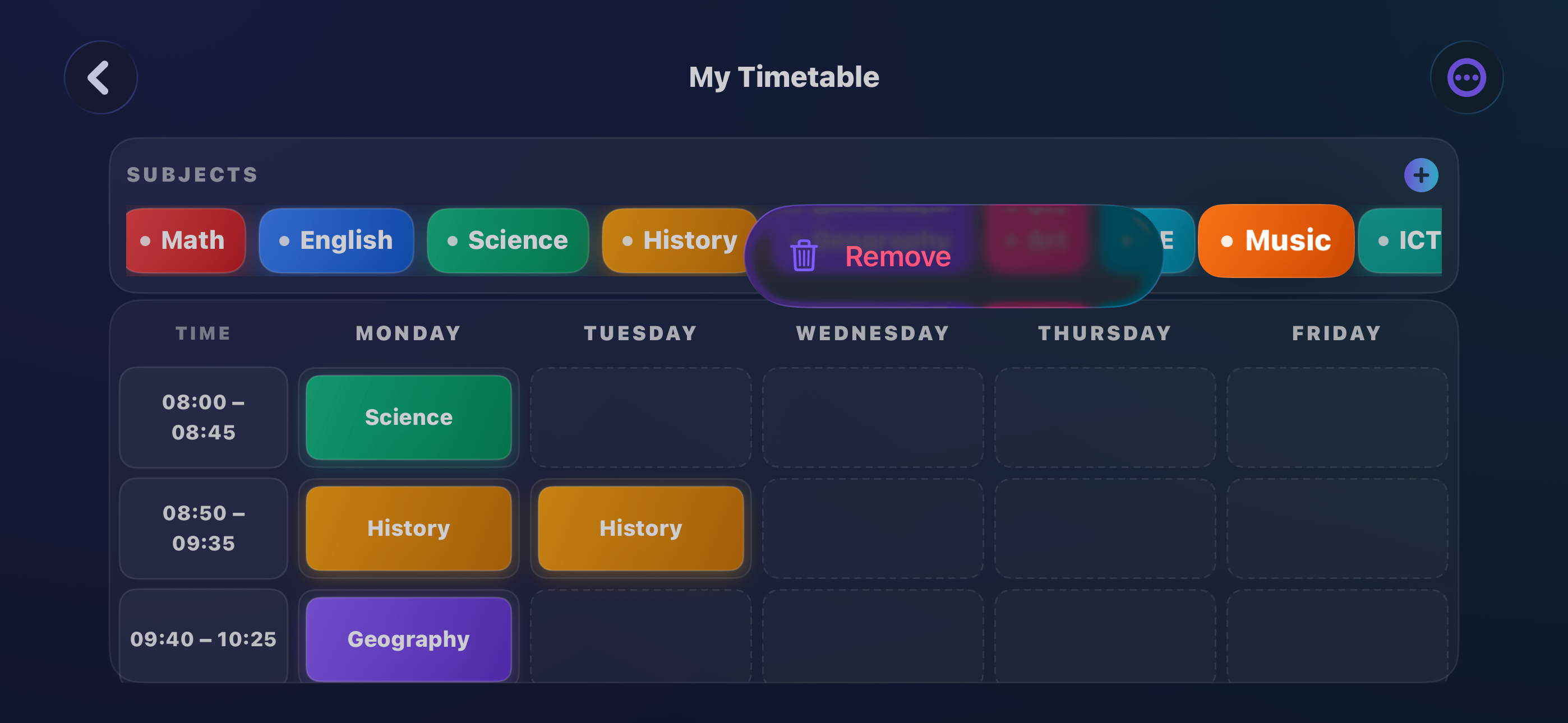 Days Timetable