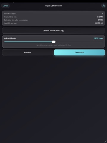 Video Compress - Shrink Vids ipad screenshot 3