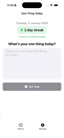 Task One: One Thing Today Screenshot 2 of 4