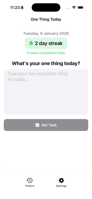 Task One: One Thing Today Screenshot 2 of 4