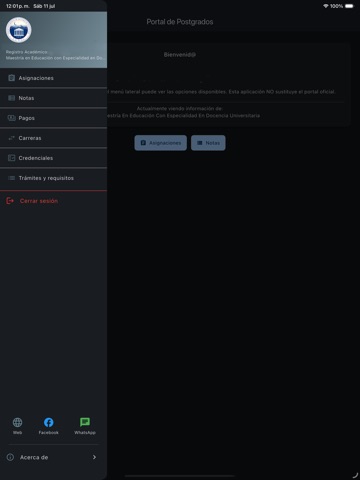 Postgrados CUNOC iPad screenshot
