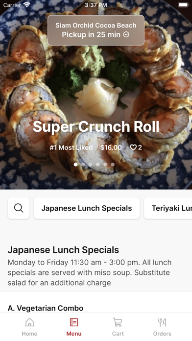 Siam Orchid To Go iPhone screenshot 2 - Food & Drink app