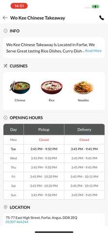 Wo Kee Chinese Takeaway. iPhone screenshot