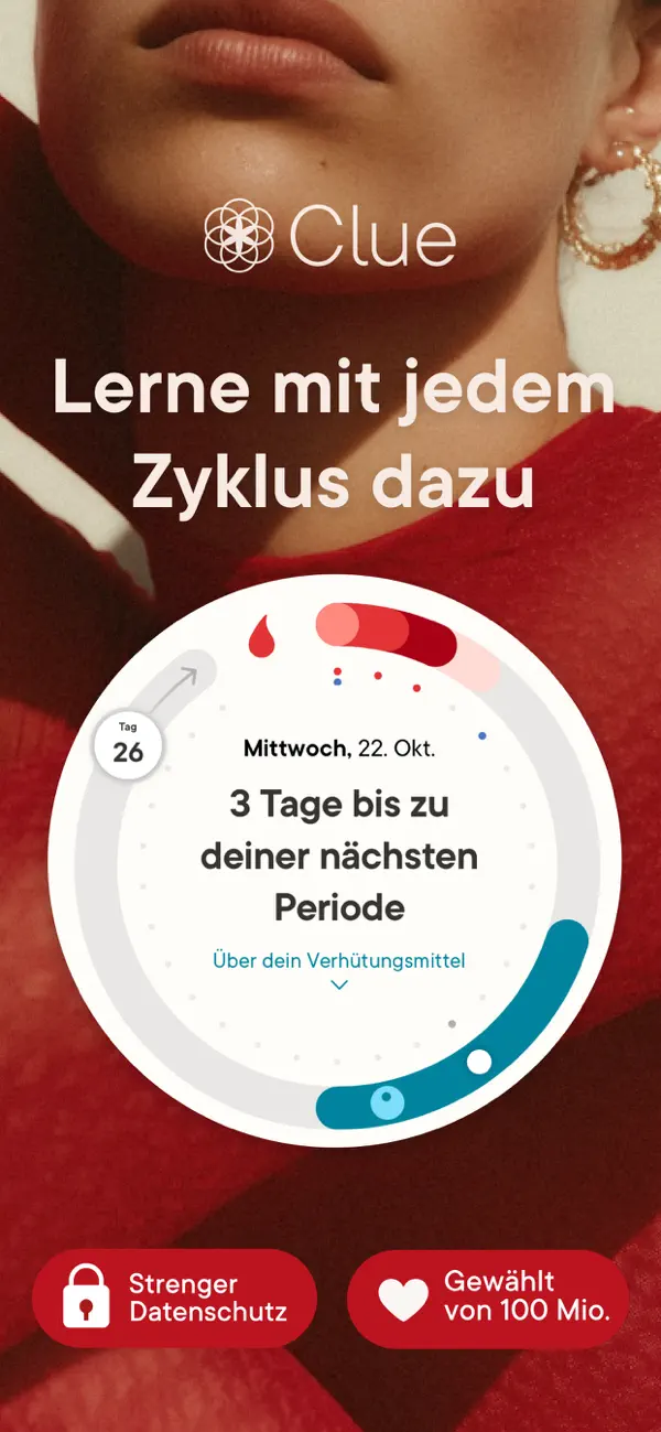 Clue Perioden Kalender iPhone App Screenshot 1 – Gesundheit & Fitness