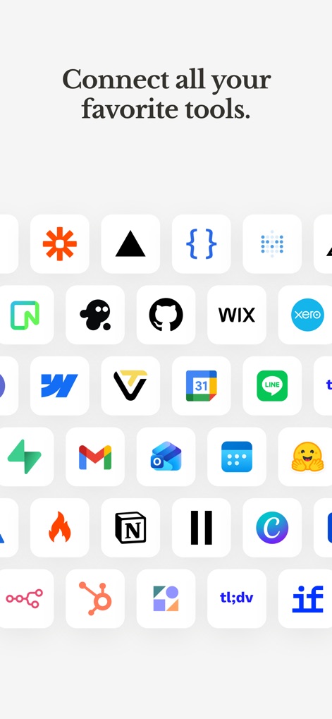 Manus - AI Agent & Automation - Esta imagem destaca a vasta capacidade de integração com aplicações populares, exibindo logotipos como 'GitHub' e 'Gmail' para automação multitarefas.