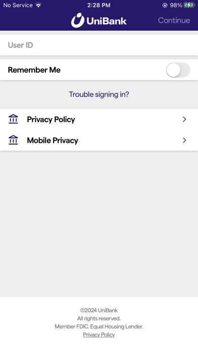UniBank WA Mobile Banking Screenshot