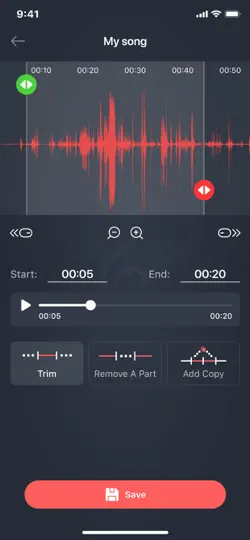 Скриншот Mp3 Cutter - обрезать музыку на iPhone 2