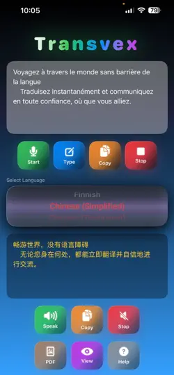 Captura de pantalla de Transvex en iPhone 6