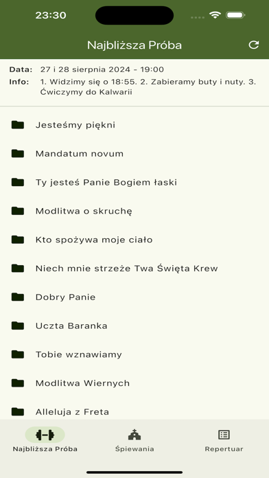 Cantate Repertuar Screenshot