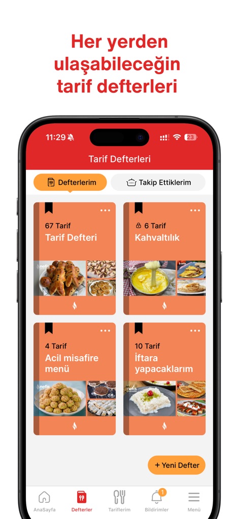 Nefis Yemek Tarifleri - La fonctionnalité de "Carnets de recettes" permet de classer les plats en collections thématiques, telles que les menus de petit-déjeuner ou de repas spéciaux.