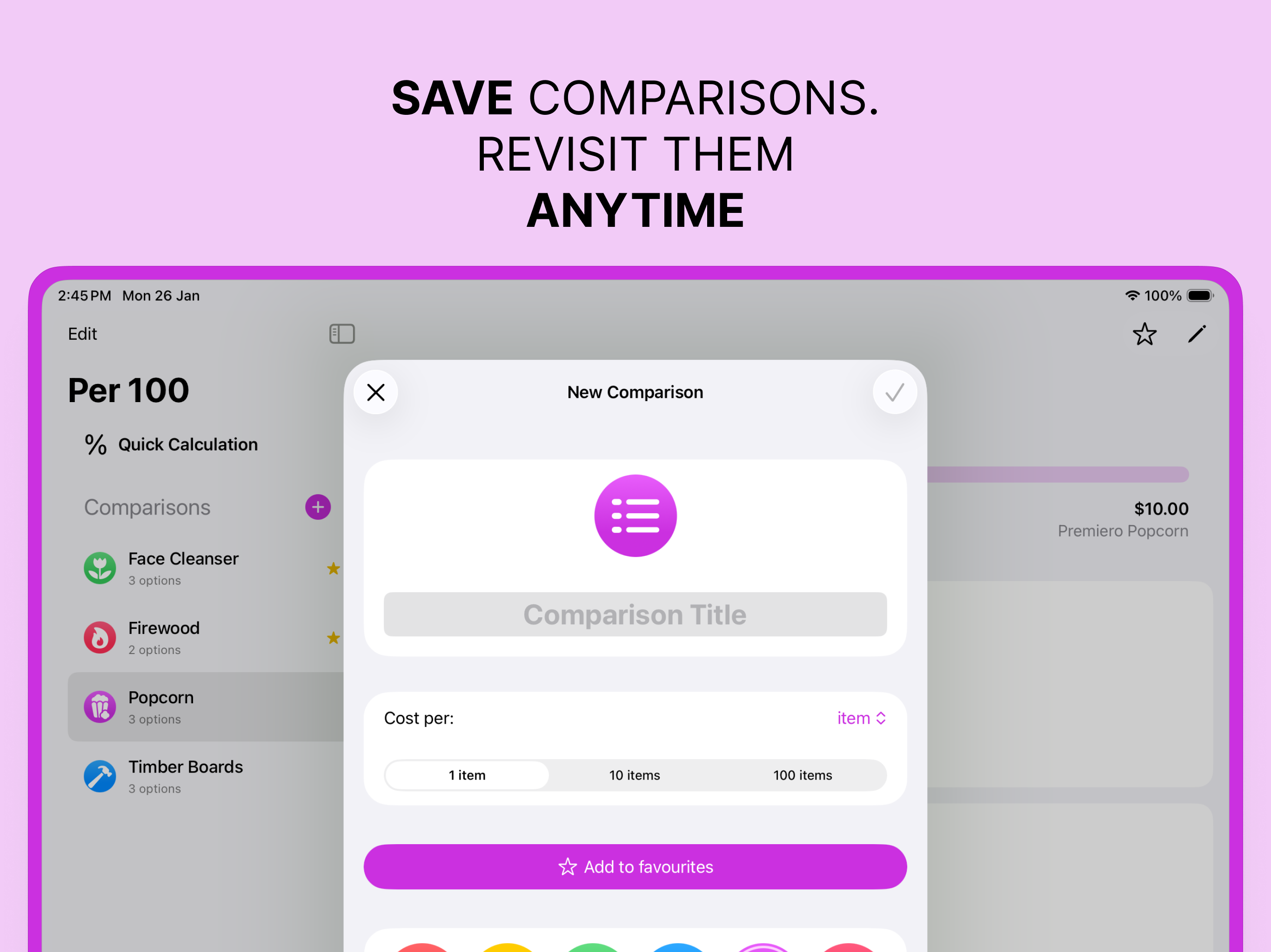Per 100 — Price Comparison