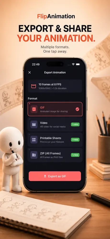 Flip Animation: Draw a Clip 2D 逐帧动画创作工具应用截图