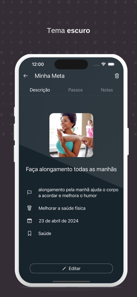 Metas e Objetivos - App de Estilo de vida | MWM