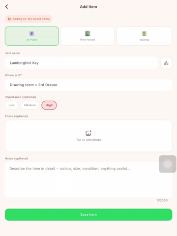 Second Mind: Home Inventory iPad screenshot