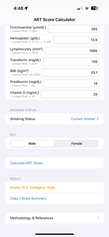 ART Score Calculator screenshot