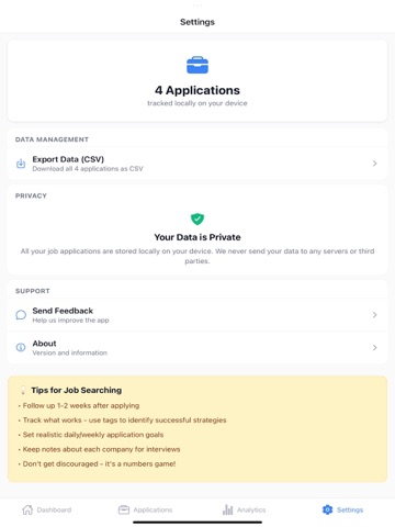 Job Search Tracker iPad screenshot