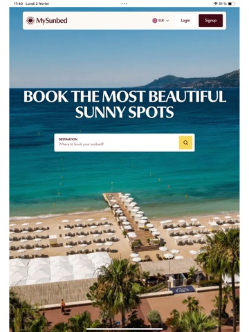 MySunbed iPad screenshot