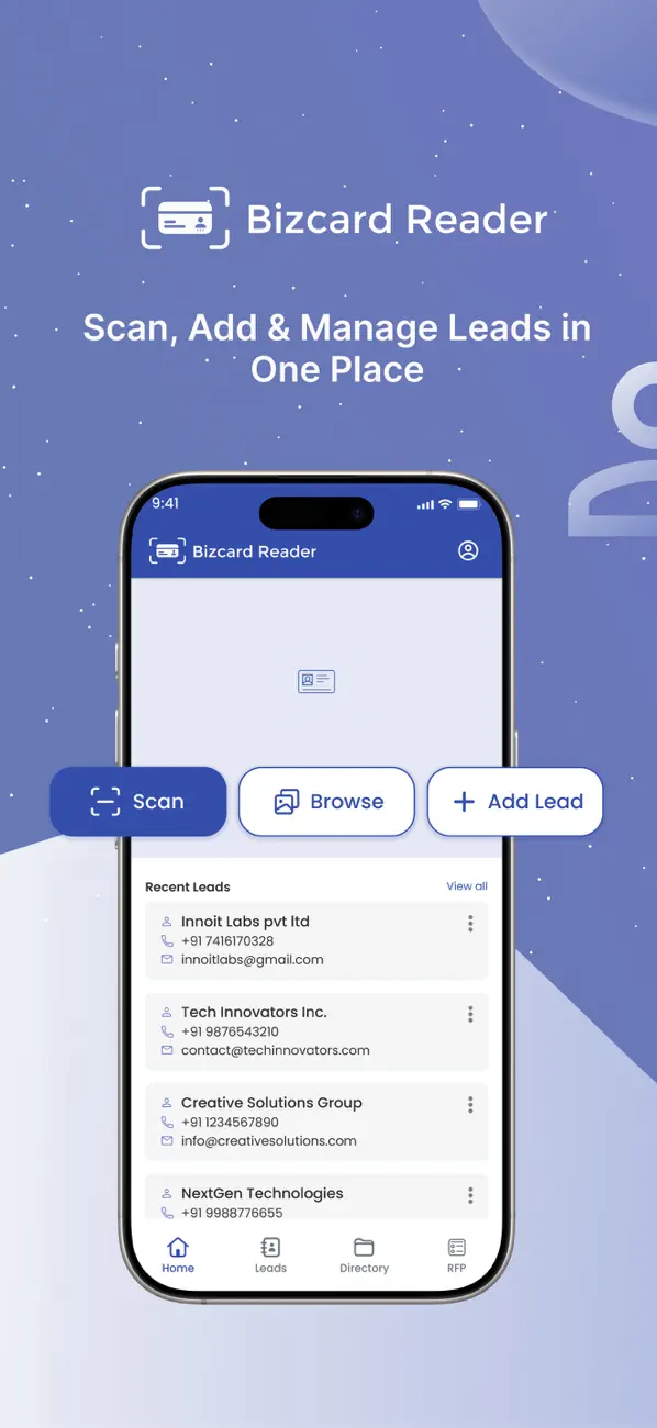 Screenshot #1 pour Bizcard Reader - Card Scanner