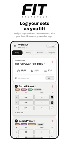 SimplyFit: Gym & Diet Tracker iPhone screenshot 3