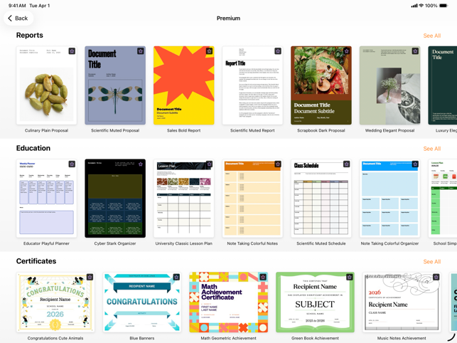 Pages: Erstelle Dokumente Screenshot
